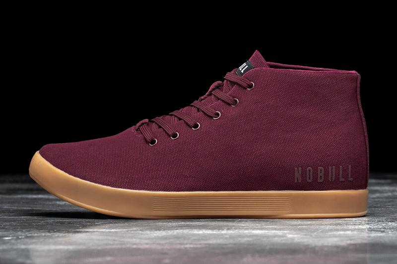 Dark / Red Nobull Cabernet Gum Canvas Mid Women\'s Trainers | CA U1967Z